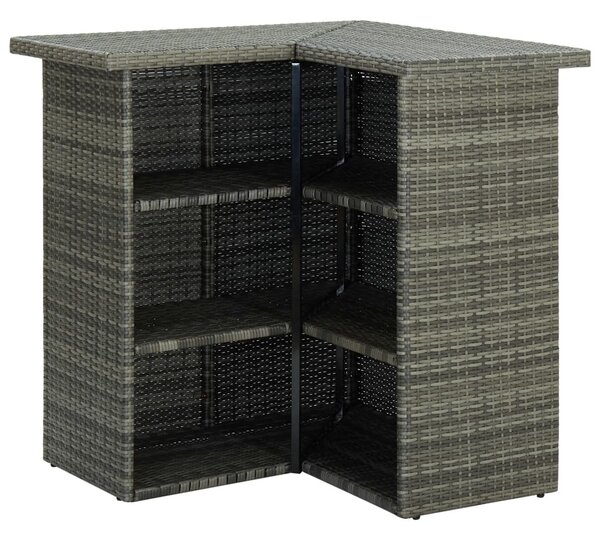 Szürke polirattan sarok bárasztal 100 x 50 x 105 cm