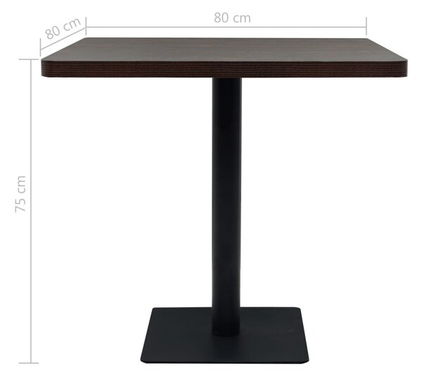 Sötét hamuszínű MDF/acél bisztró asztal 80 x 80 x 75 cm