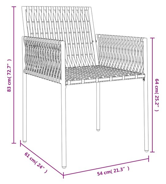 4 db barna polyrattan kerti szék párnával 54x61x83 cm