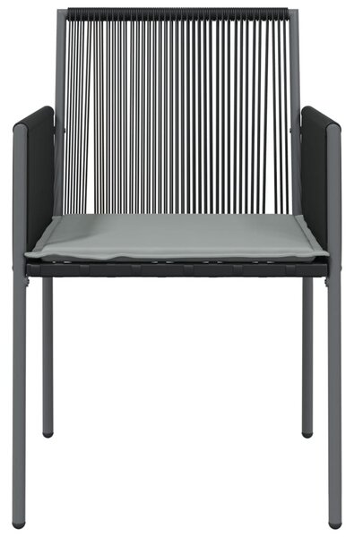 4 db fekete polyrattan kerti szék párnával 54x60,5x83,5 cm