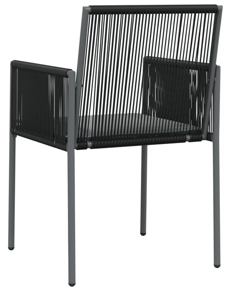 4 db fekete polyrattan kerti szék párnával 54x60,5x83,5 cm
