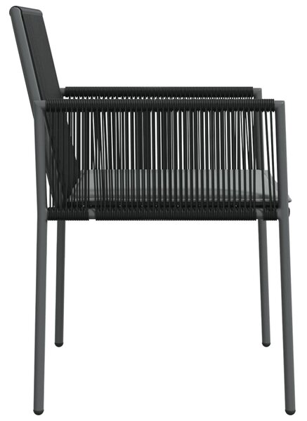 4 db fekete polyrattan kerti szék párnával 54x60,5x83,5 cm