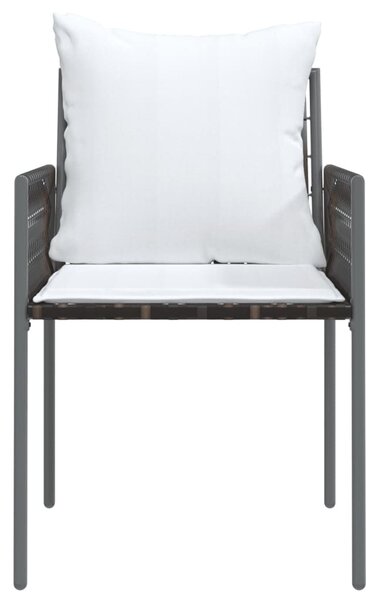 4 db barna polyrattan kerti szék párnával 54x61x83 cm