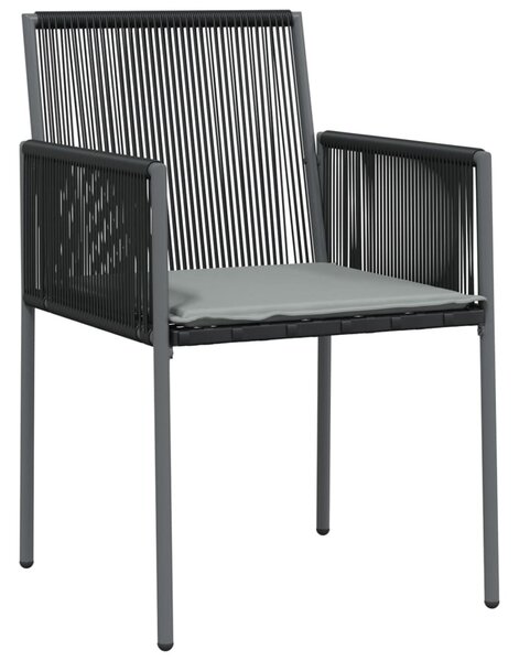 4 db fekete polyrattan kerti szék párnával 54x60,5x83,5 cm