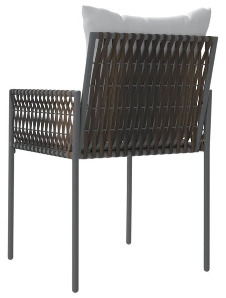 4 db barna polyrattan kerti szék párnával 54x61x83 cm