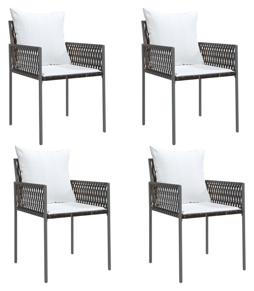 4 db barna polyrattan kerti szék párnával 54x61x83 cm