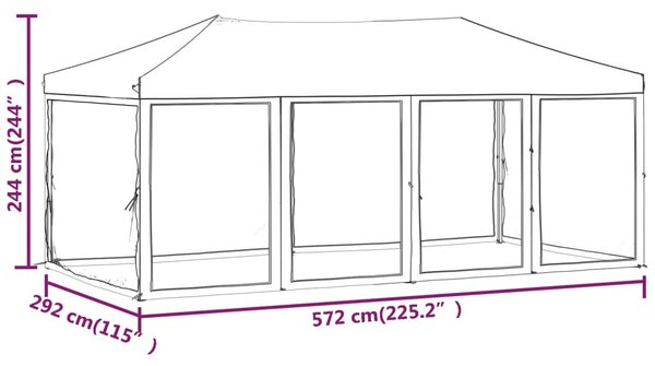 Antracitszürke összecsukható partisátor oldalfalakkal 3x6 m
