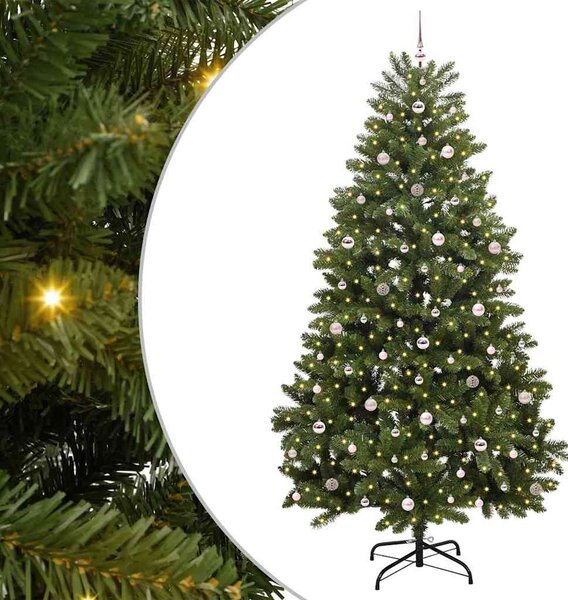 Mű karácsonyfa 270 cm 300 LED Meleg fehér PVC és Acél Zöld