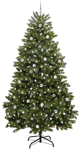 Mű karácsonyfa 270 cm 300 LED Meleg fehér PVC és Acél Zöld