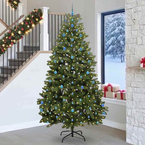 Mű karácsonyfa 270 cm 300 LED Meleg fehér PVC és Acél Zöld