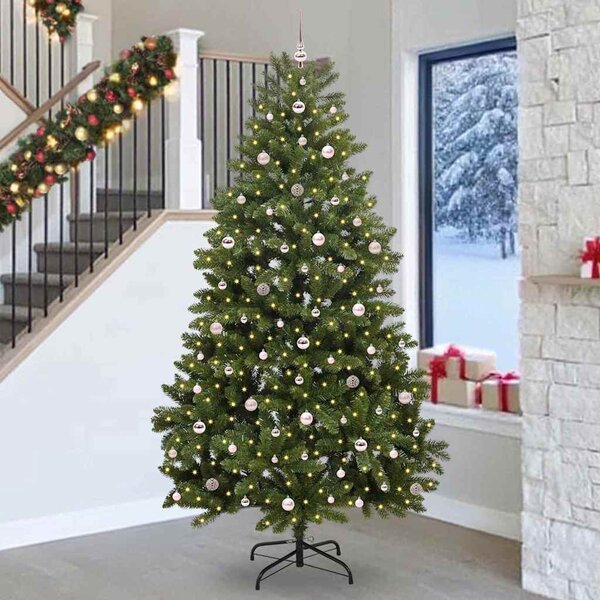 Mű karácsonyfa 270 cm 300 LED Meleg fehér PVC és Acél Zöld