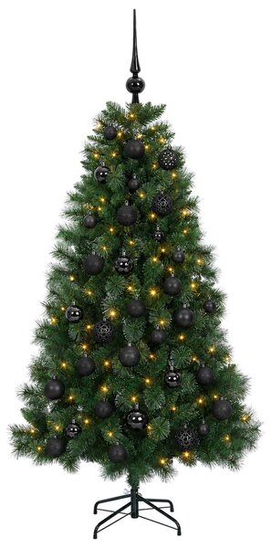 Műkarácsonyfa gömbbel 120 cm 150 LED Meleg fehér PVC és fém