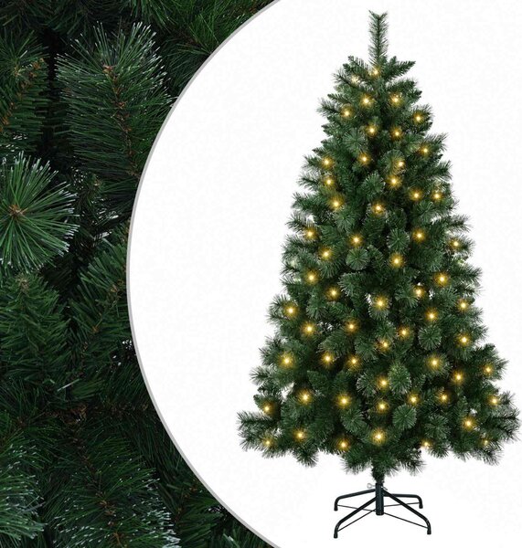 Mű karácsonyfa 150 cm 150 LED Meleg fehér PVC és fém Zöld