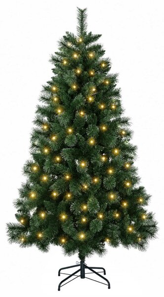 Mű karácsonyfa 150 cm 150 LED Meleg fehér PVC és fém Zöld