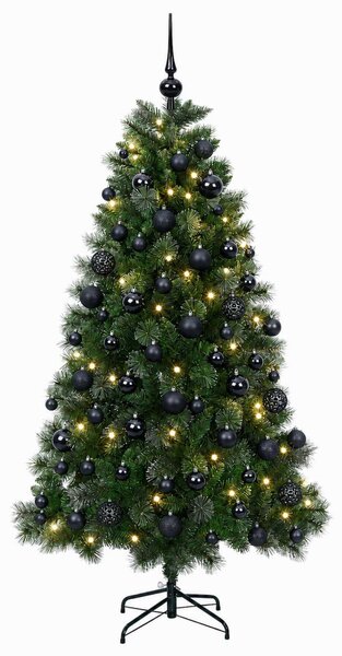 Műkarácsonyfa díszgömbbel 180 cm 300 LED Meleg fehér PVC és fém