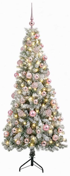 Műkarácsonyfa gömbbel 180 cm 300 LED Meleg fehér PVC és fém