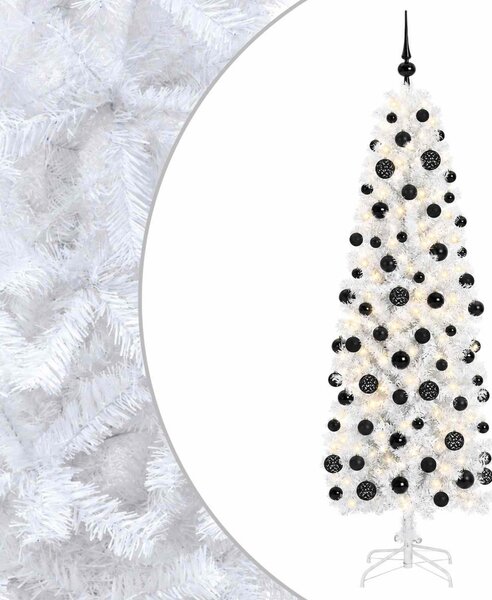 Karcsú műkarácsonyfa gömbökkel 180 cm 300 LED Meleg fehér