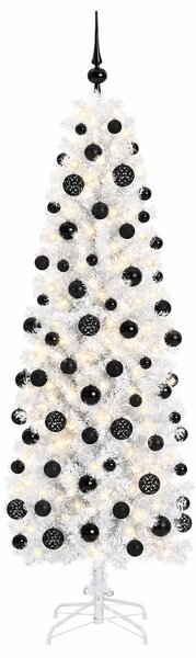 Karcsú műkarácsonyfa gömbökkel 180 cm 300 LED Meleg fehér