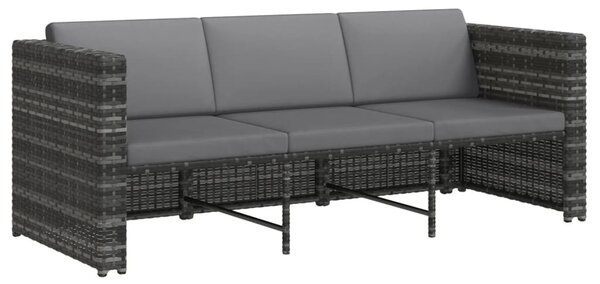 4-részes szürke polyrattan kerti bútorszett párnákkal