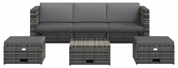 4-részes szürke polyrattan kerti bútorszett párnákkal