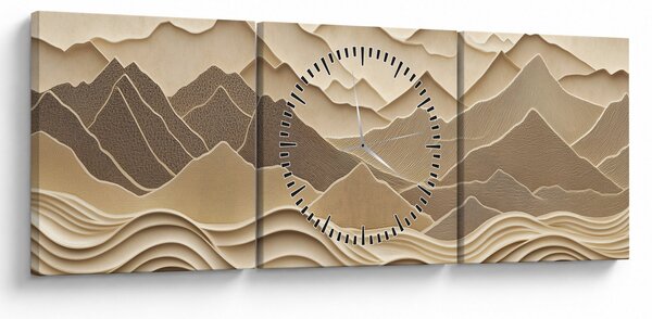 Kép - 3D hegyvonalak (órával) (90x30 cm)