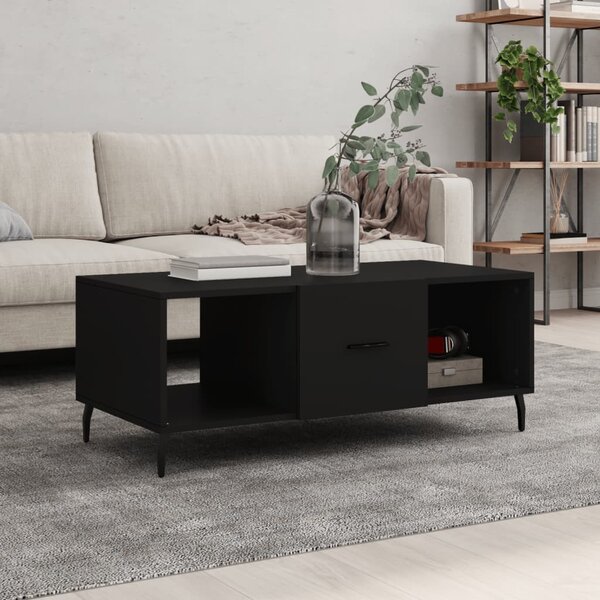 Fekete szerelt fa dohányzóasztal 102 x 50 x 40 cm