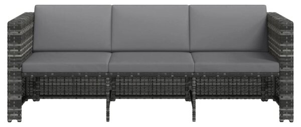 4-részes szürke polyrattan kerti bútorszett párnákkal