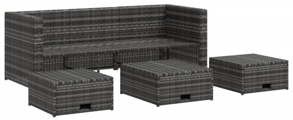 4-részes szürke polyrattan kerti bútorszett párnákkal
