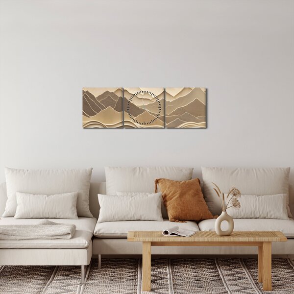 Kép - 3D hegyvonalak (órával) (90x30 cm)