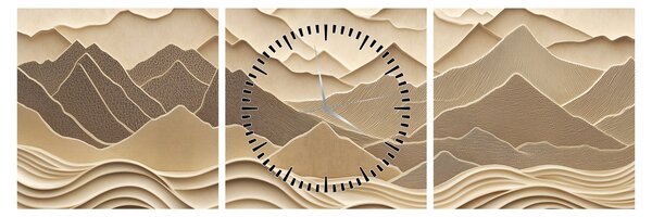Kép - 3D hegyvonalak (órával) (90x30 cm)