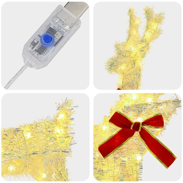 Karácsonyi rénszarvas 6 db 160 LED Meleg fehér