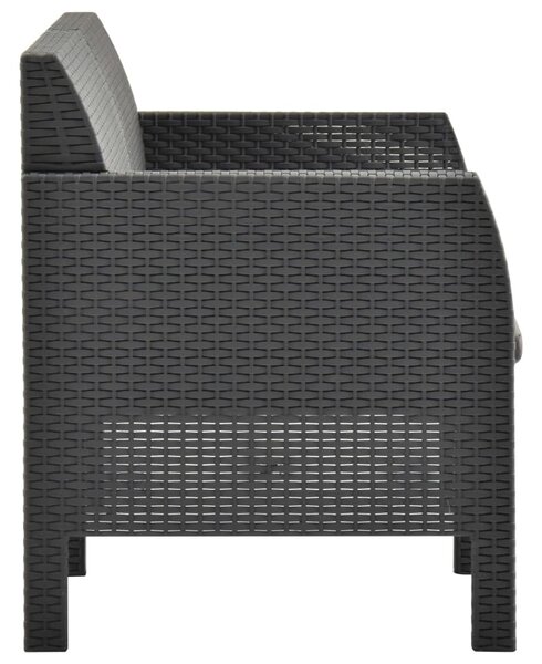 2 részes antracit PP rattan kerti bútorgarnitúra párnákkal