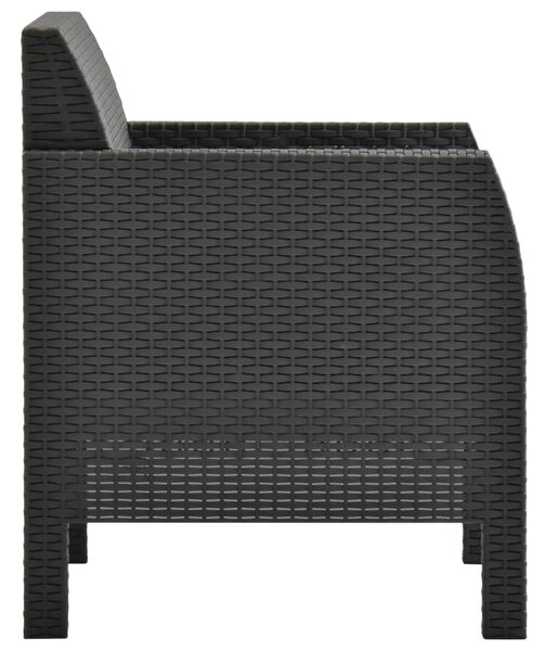 Antracitszürke rattan kerti szék párnával 63 x 65 x 76 cm PP rattan