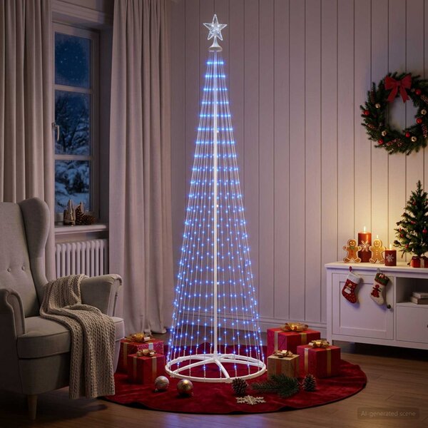 LED-es kúpos karácsonyfa 250 cm 470 LED Kék Acél Fehér