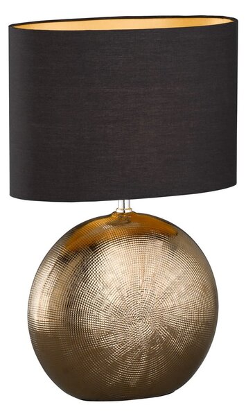 Fekete-bronzszínű kerámia asztali lámpa textil búrával (magasság 53 cm) Foro – Fischer & Honsel