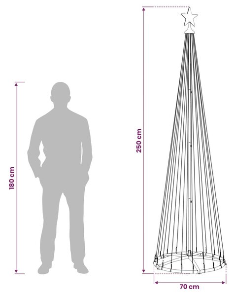 LED-es kúpos karácsonyfa 250 cm 470 LED Meleg fehér Acél Fehér