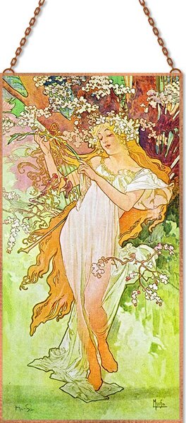 Alphonse Mucha - Tavasz üvegkép, falikép