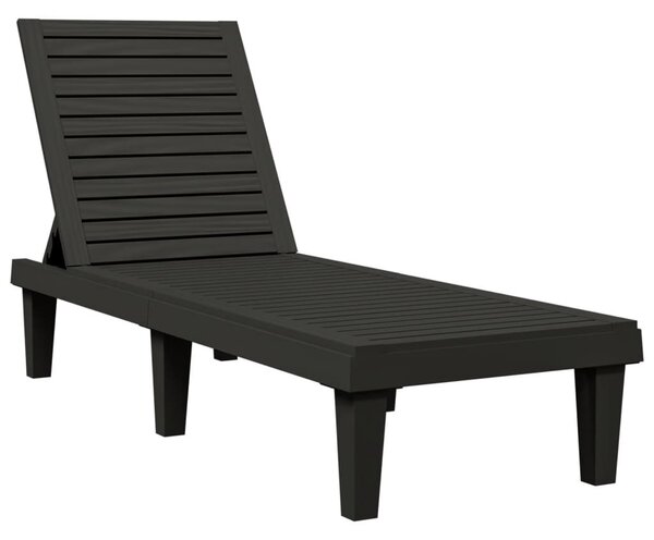 2 db fekete polipropilén napozóágy 155 x 58 x 83 cm