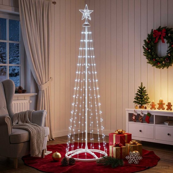 LED-es kúpos karácsonyfa 180 cm 250 LED Hideg fehér Acél Fehér