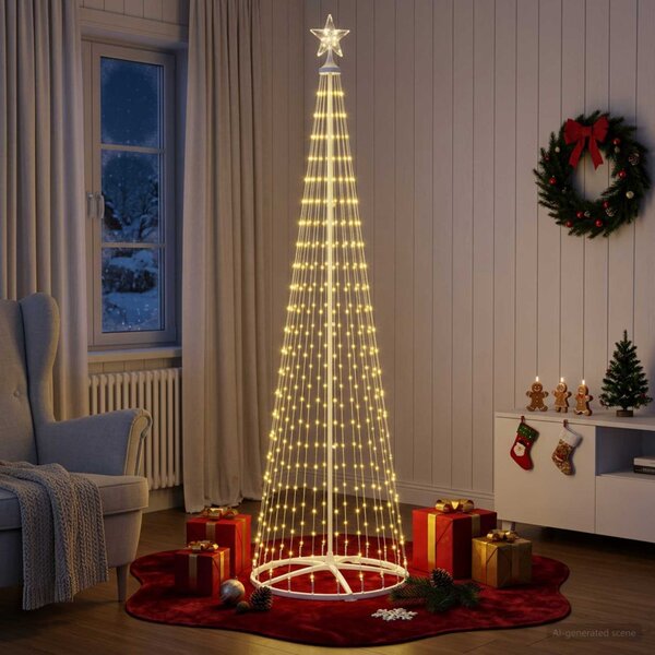 LED-es kúpos karácsonyfa 250 cm 470 LED Meleg fehér Acél Fehér