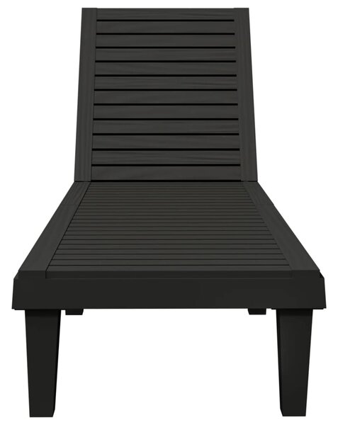 2 db fekete polipropilén napozóágy 155 x 58 x 83 cm