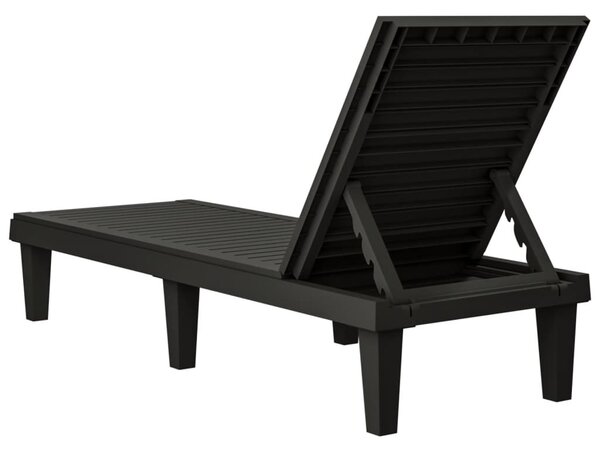 2 db fekete polipropilén napozóágy 155 x 58 x 83 cm