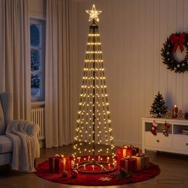 LED-es kúpos karácsonyfa 180 cm 250 LED Meleg fehér Acél Fehér