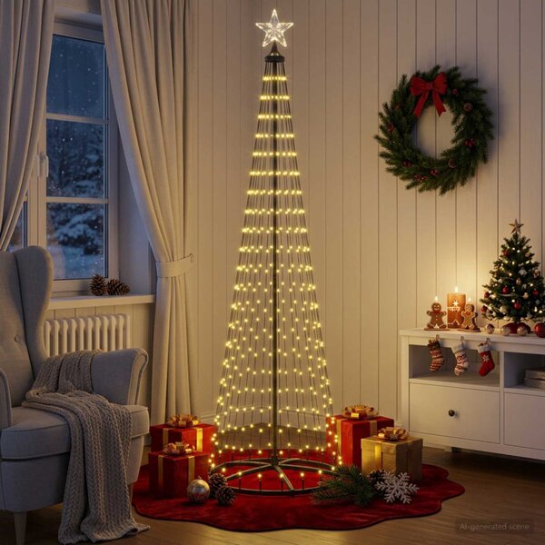 LED-es kúpos karácsonyfa 250 cm 470 LED Meleg fehér Acél Fehér
