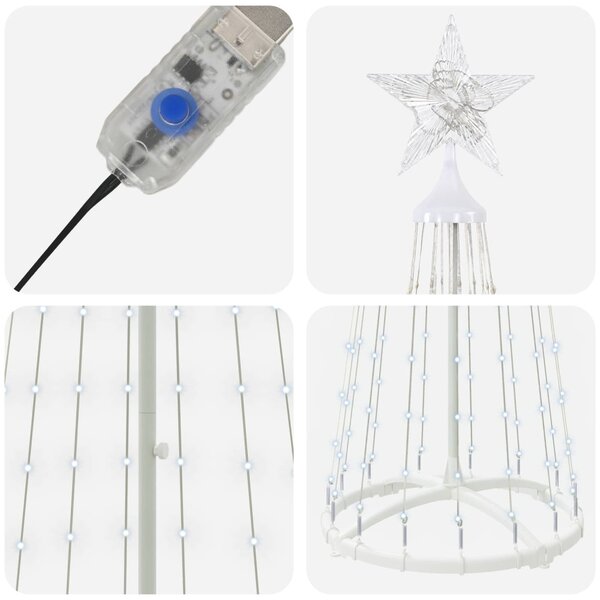 LED-es kúpos karácsonyfa 180 cm 250 LED Hideg fehér Acél Fehér