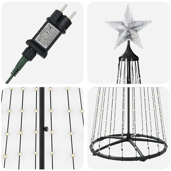 LED-es kúpos karácsonyfa 250 cm 470 LED Meleg fehér Acél Fehér