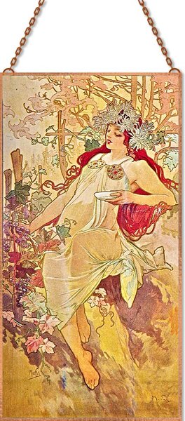 Alphonse Mucha - Ősz üvegkép, falikép