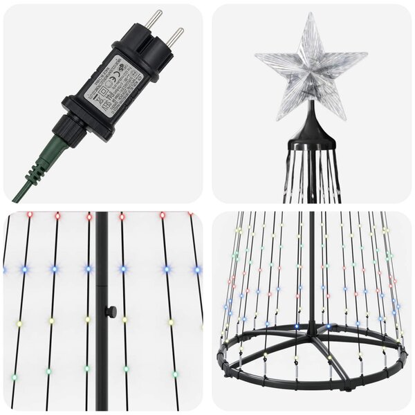 LED-es kúpos karácsonyfa 250 cm 470 LED Többszínű Acél Fehér