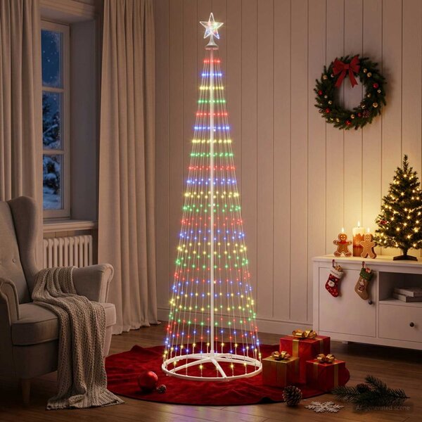 LED-es kúpos karácsonyfa 250 cm 470 LED Többszínű Acél Fehér