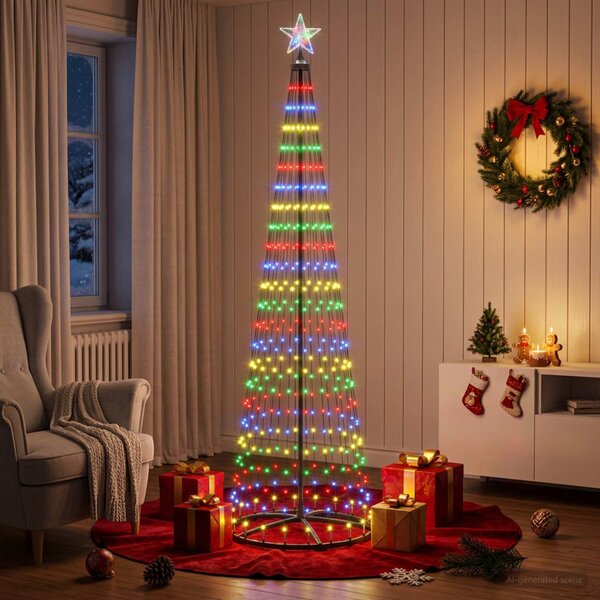 LED-es kúpos karácsonyfa 250 cm 470 LED Többszínű Acél Fehér